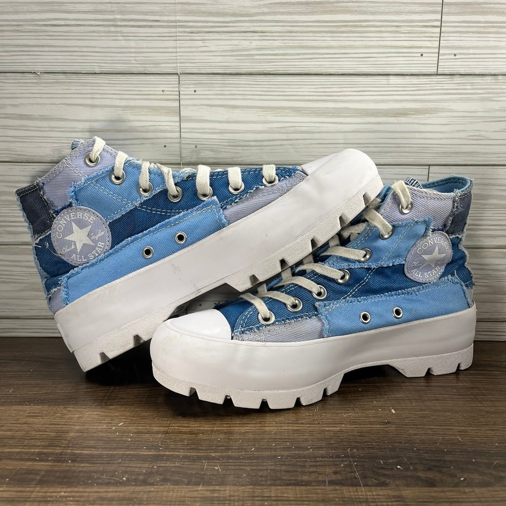 Converse Chuck Taylor All Star High Lugged Denim Patchwork Women's Shoes - W 7.5 - Picture 6 of 11